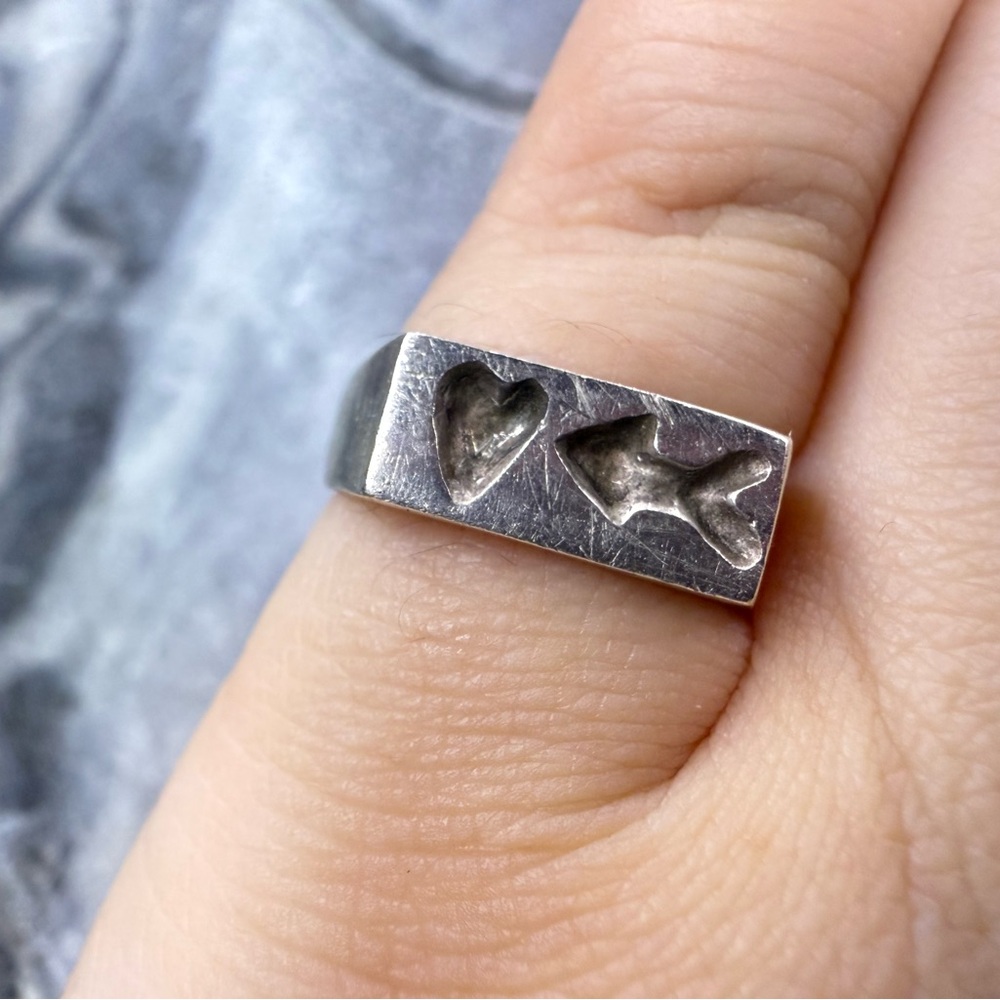 Sterling Silver Heart and Arrow Vintage Ring